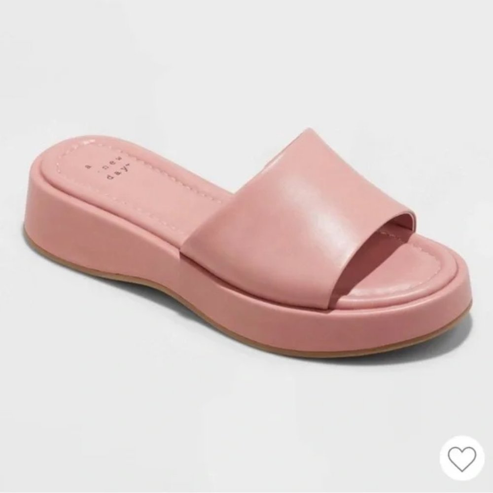 a new day Pink Platform Slide Sandals WIDE NWOT